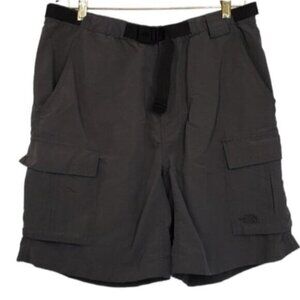 North Face Men's Grey Paramount Nylon Cargo Shorts  Elastic Waist Size Large